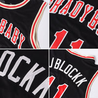 Custom Basketball Jersey - Black Red-Cream Round Neck Rib-Knit