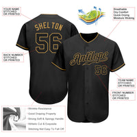 Custom Baseball Jersey - Black Black-Old Gold Authentic