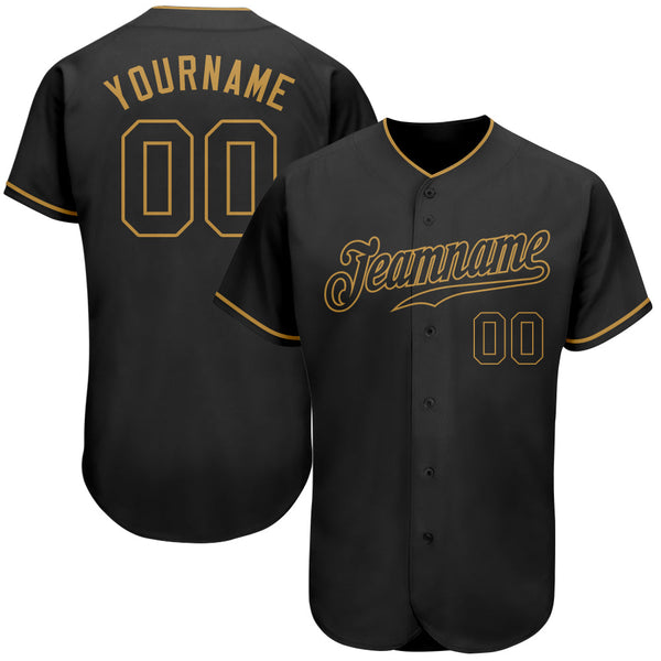 Custom Baseball Jersey - Black Black-Old Gold Authentic
