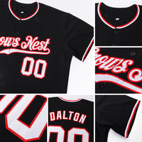 Custom Baseball Jersey - Black White-Red Authentic