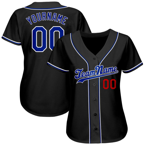 Custom Baseball Jersey - Black Royal-Red Authentic