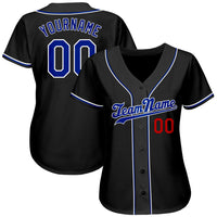 Custom Baseball Jersey - Black Royal-Red Authentic