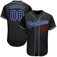 Custom Baseball Jersey - Black Royal-Red Authentic