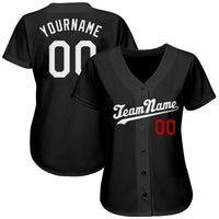 Custom Baseball Jersey - Black White-Red Authentic
