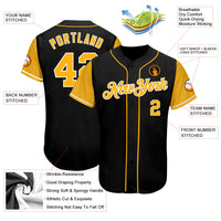 Custom Baseball Jersey - Black Gold-White Authentic Two Tone