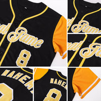 Custom Baseball Jersey - Black Gold-White Authentic Two Tone
