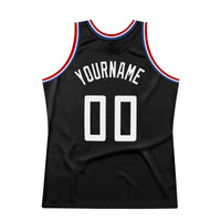 Custom Basketball Jersey - Black White-Red Authentic Throwback