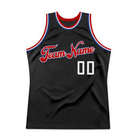 Custom Basketball Jersey - Black White-Red Authentic Throwback