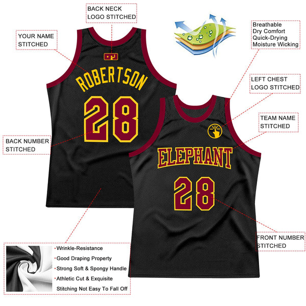 Custom Basketball Jersey - Black Maroon-Gold Authentic Throwback