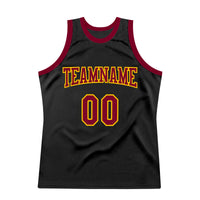 Custom Basketball Jersey - Black Maroon-Gold Authentic Throwback