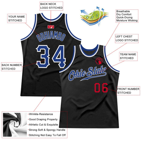 Custom Basketball Jersey - Black Royal-Red Authentic Throwback