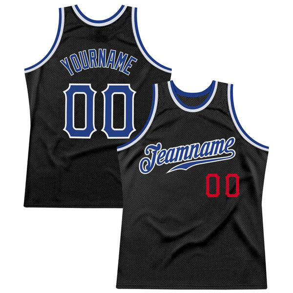 Custom Basketball Jersey - Black Royal-Red Authentic Throwback
