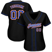 Custom Baseball Jersey - Black Royal-Orange Authentic