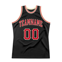 Custom Basketball Jersey - Black Red-Cream Authentic Throwback