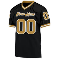 Custom Football Jersey - Black Old Gold-White Mesh Authentic Throwback