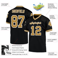 Custom Football Jersey - Black Old Gold-White Mesh Authentic Throwback