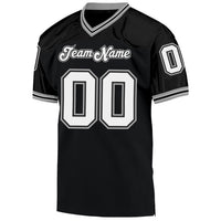 Custom Football Jersey - Black White-Gray Mesh Authentic Throwback