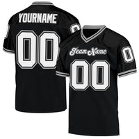 Custom Football Jersey - Black White-Gray Mesh Authentic Throwback