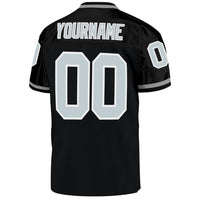 Custom Football Jersey - Black Silver-White Mesh Authentic Throwback