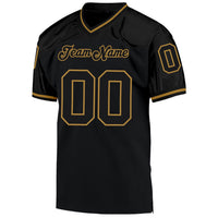 Custom Football Jersey - Black Black-Old Gold Mesh Authentic Throwback