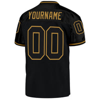 Custom Football Jersey - Black Black-Old Gold Mesh Authentic Throwback