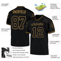 Custom Football Jersey - Black Black-Old Gold Mesh Authentic Throwback