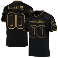 Custom Football Jersey - Black Black-Old Gold Mesh Authentic Throwback
