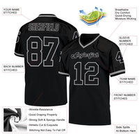 Custom Football Jersey - Black Black-Gray Mesh Authentic Throwback
