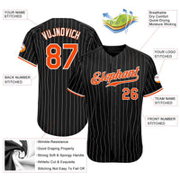Custom Baseball Jersey - Black White Pinstripe Orange-White Authentic