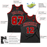 Custom Basketball Jersey - Black White Pinstripe Red-White Authentic