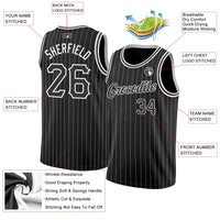 Custom Basketball Jersey - Black White Pinstripe Black-White Authentic