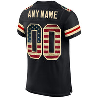 Custom Football Jersey - Black Vintage USA Flag-Cream Mesh Authentic