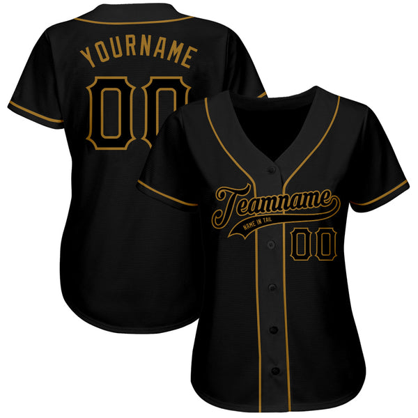 Custom Baseball Jersey - Black Black-Old Gold Authentic
