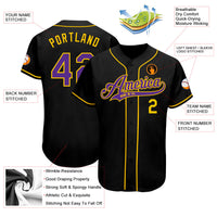 Custom Baseball Jersey - Black Purple-Gold Authentic