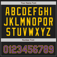 Custom Baseball Jersey - Black Purple-Gold Authentic