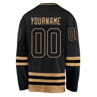 Custom Hockey Jersey - Black Black-Old Gold