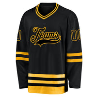Custom Hockey Jersey - Black Black-Gold