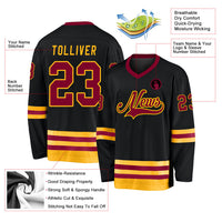 Custom Hockey Jersey - Black Maroon-Gold