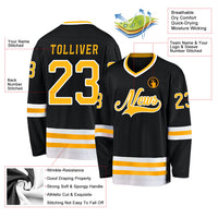 Custom Hockey Jersey - Black Gold-White