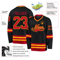 Custom Hockey Jersey - Black Red-Gold