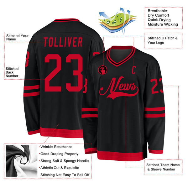 Custom Hockey Jersey - Black Red