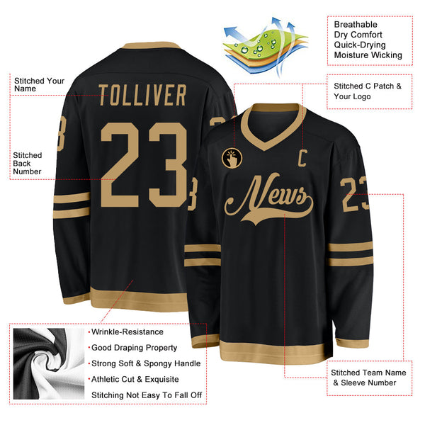 Custom Hockey Jersey - Black Old Gold