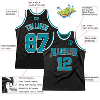 Custom Basketball Jersey - Black Teal-White Authentic Throwback