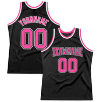 Custom Basketball Jersey - Black Pink-White Authentic Throwback