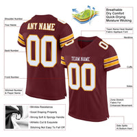 Custom Football Jersey - Burgundy White-Gold Mesh Authentic