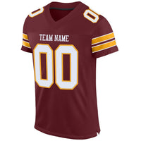 Custom Football Jersey - Burgundy White-Gold Mesh Authentic