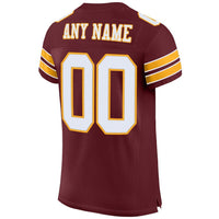 Custom Football Jersey - Burgundy White-Gold Mesh Authentic