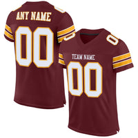Custom Football Jersey - Burgundy White-Gold Mesh Authentic