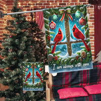 Winter Memorial Bird Yard Flag, I Am Always with You Cardinal Christmas Garden Flag, Double-Sided Holiday Lawn Banner Flag