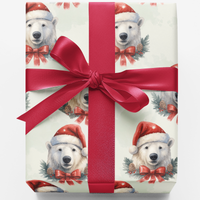 Watercolor Winter Animal Gift Wrap, Polar Bear Christmas Wrapping Paper, Festive Holiday Wrapping Paper, Adorable Seasonal Gift Wrap Roll